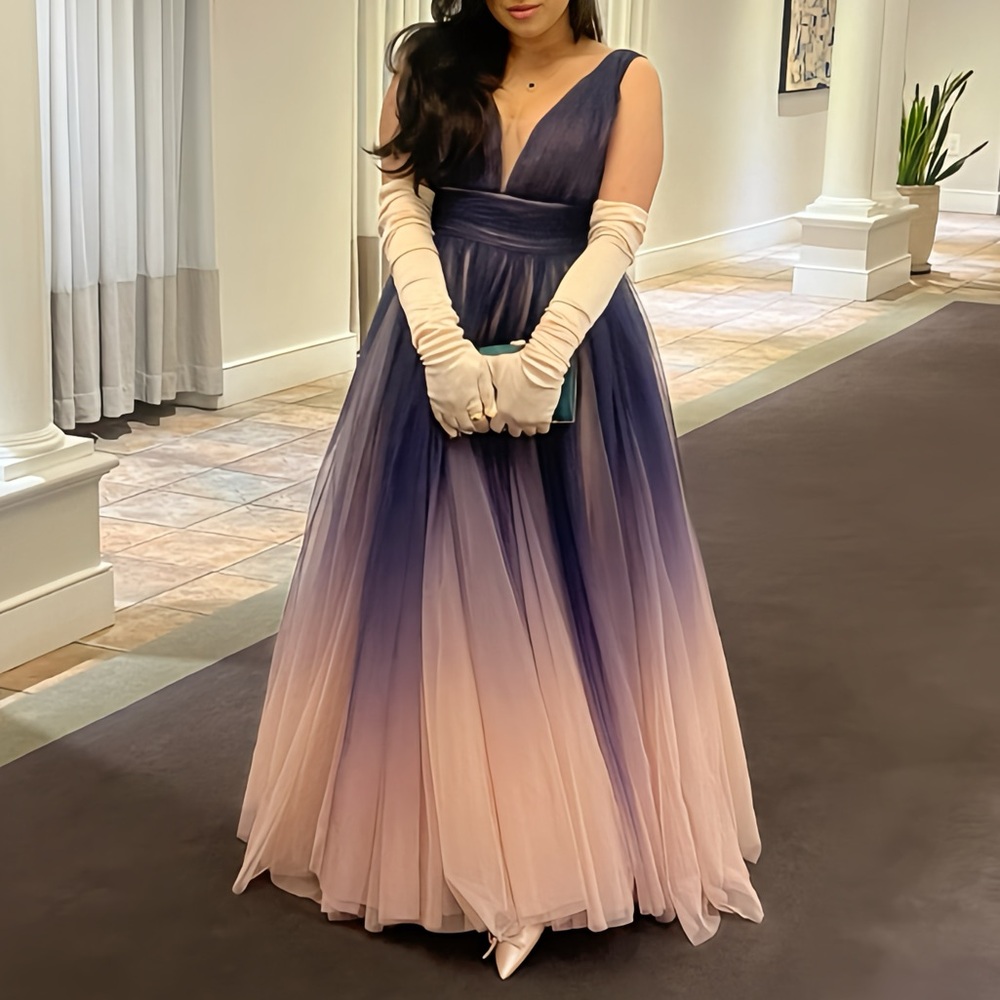 Pink purple ombré gown! Size 8 and tailored a bit to not be too long / show pink